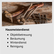 Hausmeisterdienst •	Objektbetreuung •	Beräumung •	Winterdienst •	Reinigung